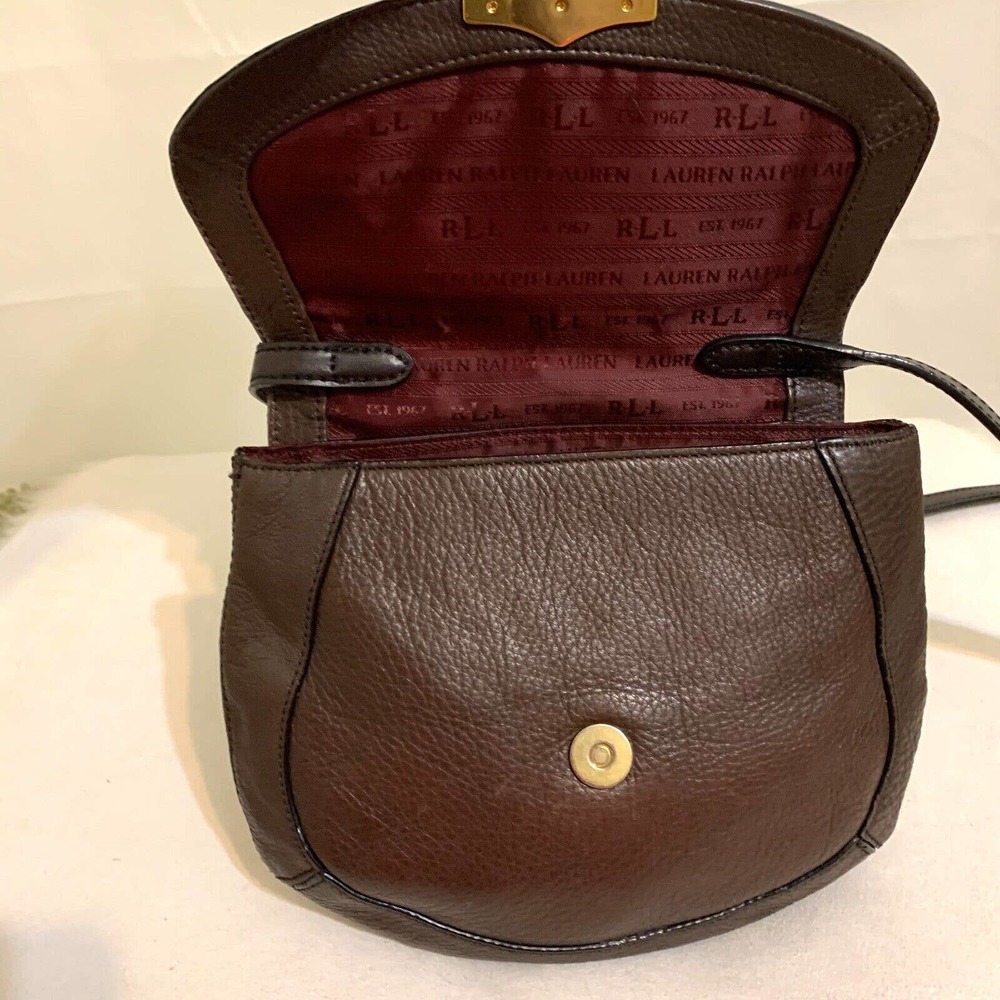 SOLD! POLO RALPH LAUREN Small Mahogany Brown Leather Vintage Flap XBody - Picture 10 of 16
